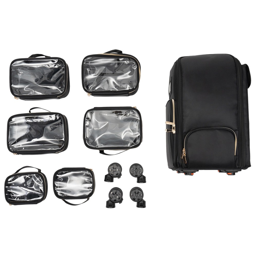 Professional Makeup Case Rolling Makeup Train Case Cosmetic Storage Organizer US