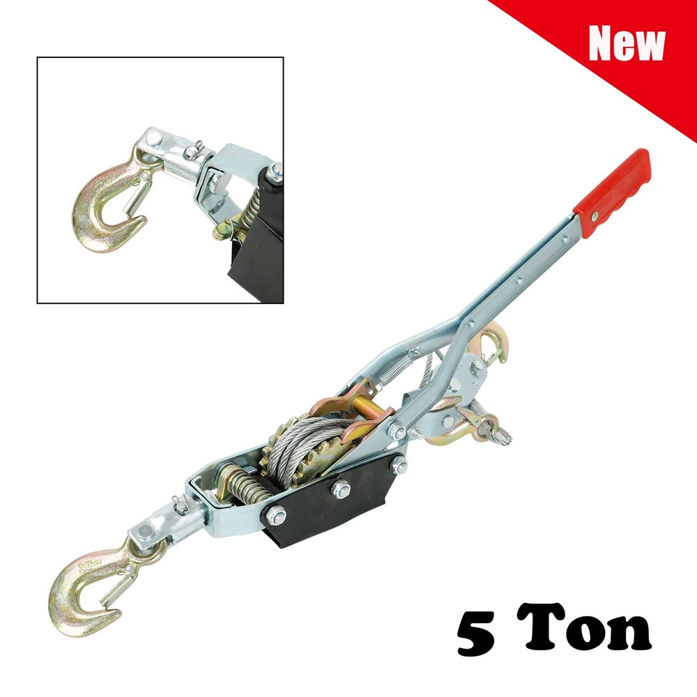 5 Ton Hand Puller Heavy Duty Winch Pull Hoist Come Along Cable Lever 3 Hooks US