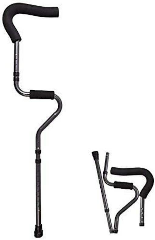 NEW Adjustable Folding Crutch, Metallic Grey Universal Size 5'2"-6'2"
