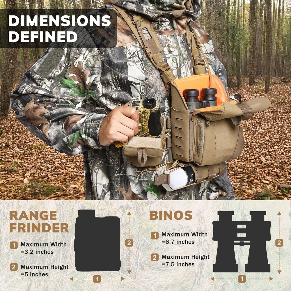 Binocular Harness Case Bino Chest Pack with Magnetic Closure and MOLLE System...
