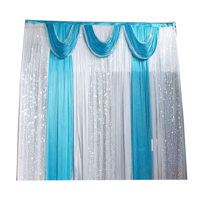 Drapes Swag Silk Fabric Decoration Blue Nice Fold Wedding Stage Backdrop
