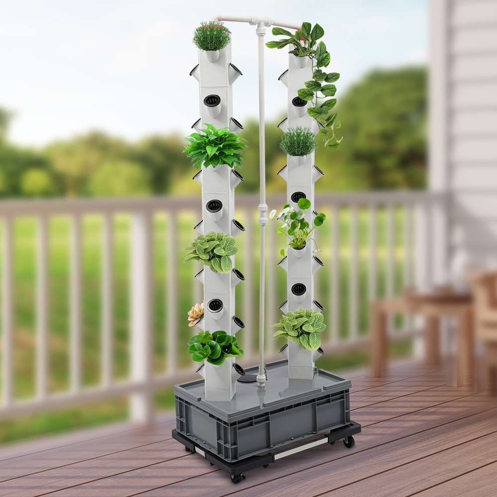 Vertical 56-Pots Hydroponics Tower Set Hydroponic Growing System Home Gardening