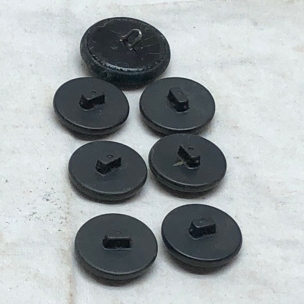 Vintage Black Weave Pattern Buttons Plastic 7