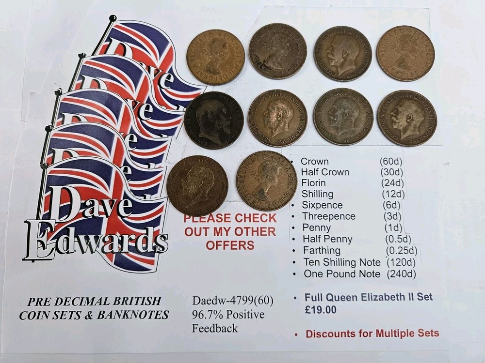Pre decimal British coin sets