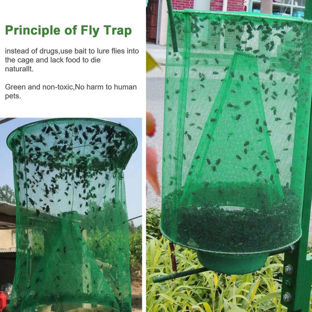 2 Pack The Ranch Fly Trapper Reusable Pest Bug Fly Catcher Killer Cage Net Trap