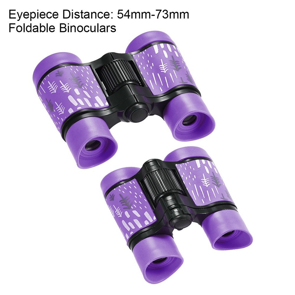 Toy Binoculars 4X30 Compact Folding Binoculars Shockproof Purple with Neck Strap