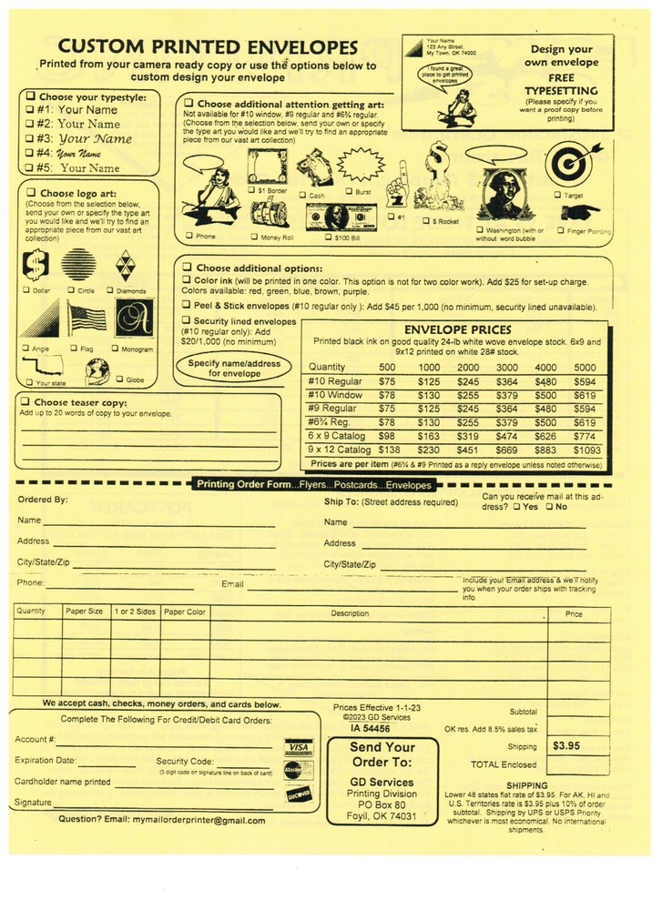 #10 Envelope ~ "Low Cost" ~ Printing! - 500 (Only) $75...