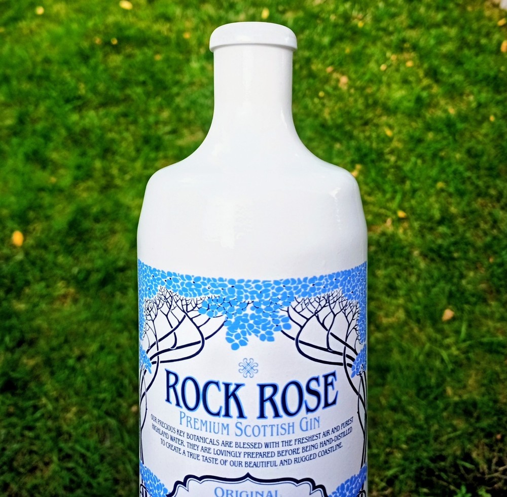 White Rock Rose Gin Ceramic 700ml Empty Bottle (great condition) Bar