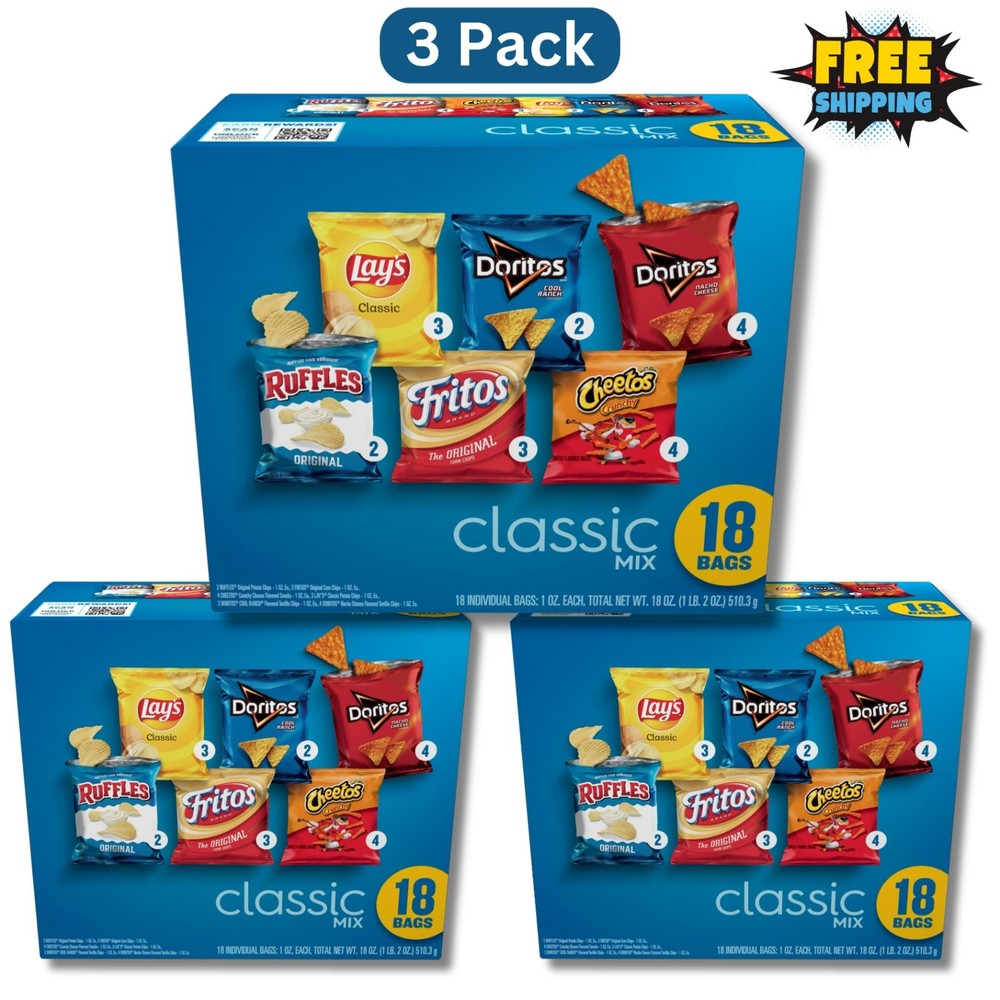 Frito-Lay Classic Mix Chips Snack, 18 ct (3 Pack) New