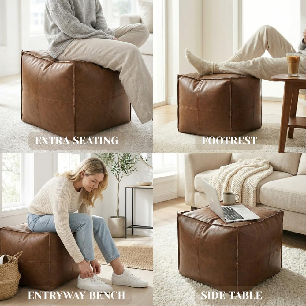 Smart Storage Solution DIY Fillable Storage Ottoman Pouf Stuff Clothes Blankets