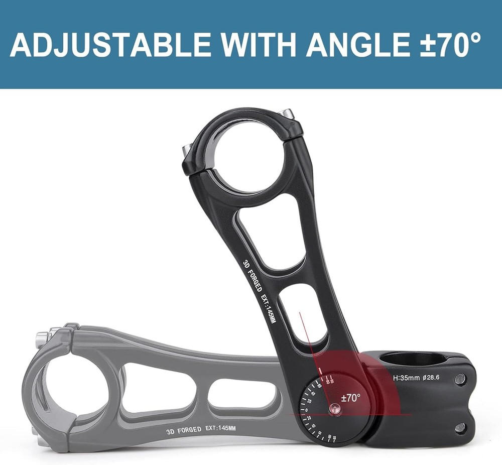Adjustable 31.8mm MTB Stem - 70° Riser for Custom Comfort