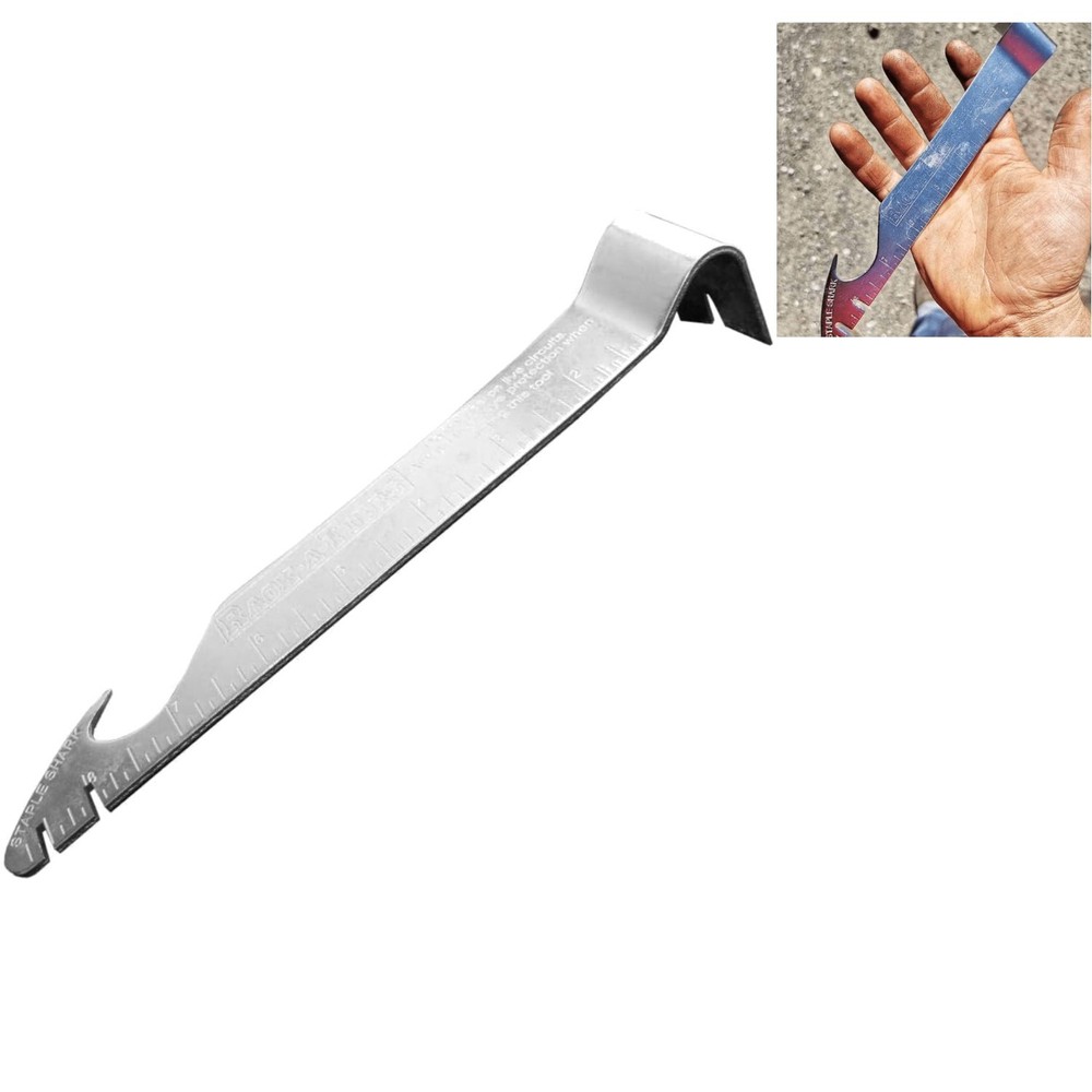 Versatile Hardened Steel Staple Remover Multi-Function Tool with Measuring Ruler