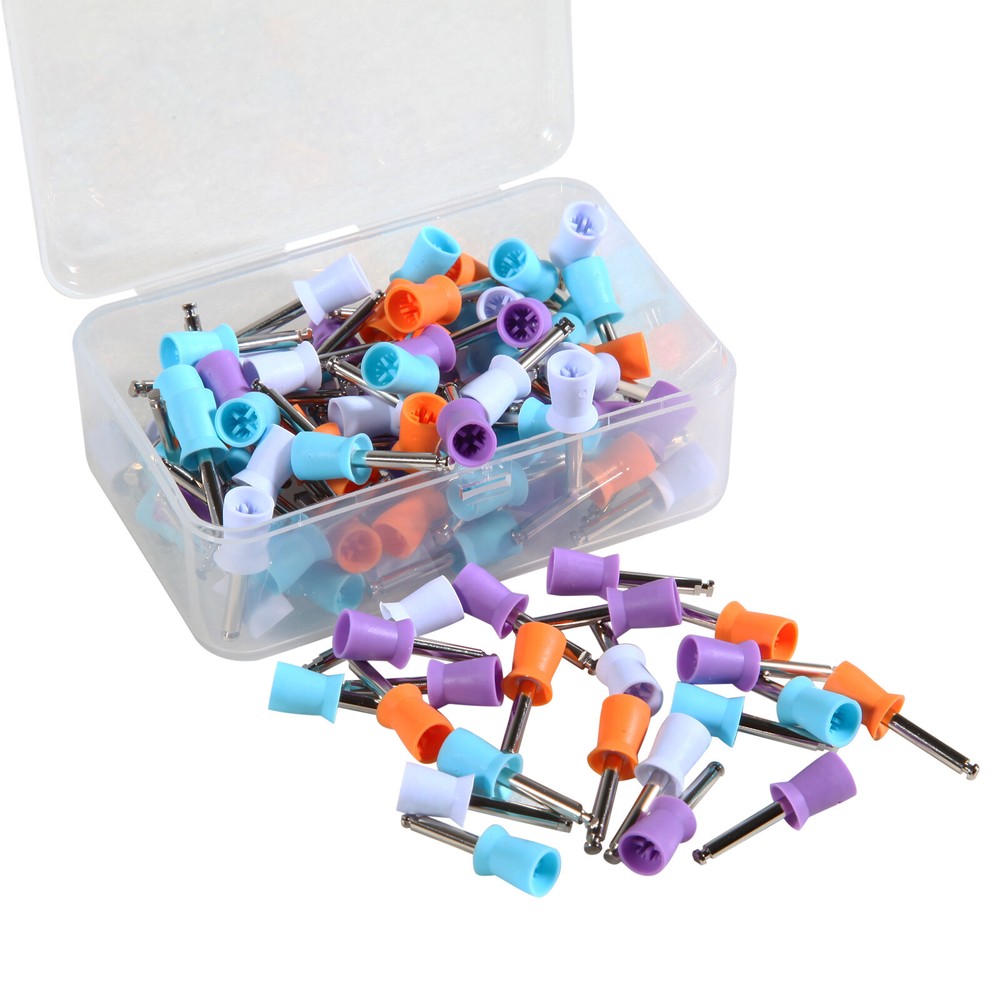 100pcs Mixed Dental Prophy Teeth Polish Polishing Cups Webbed Latch Type Rubber