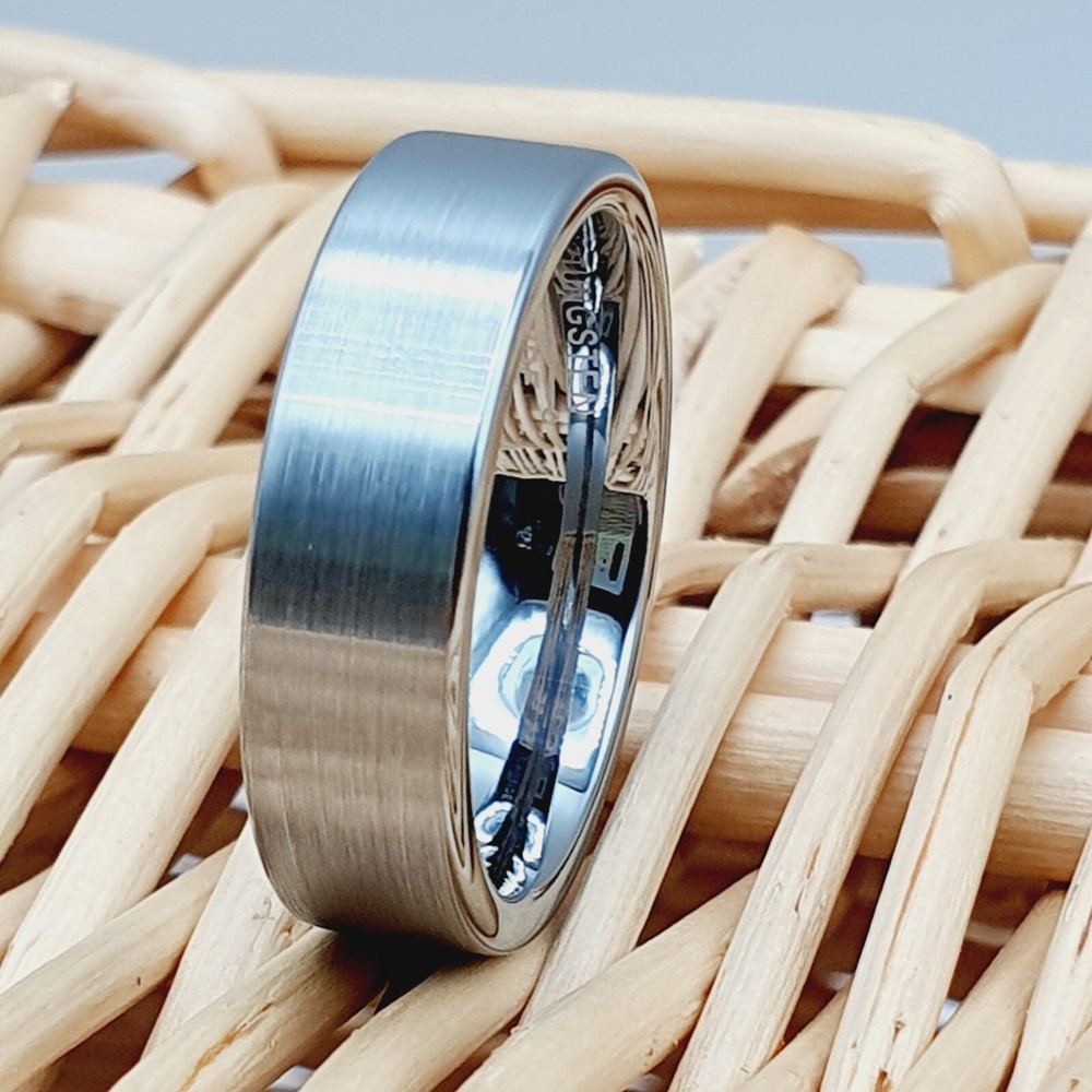 6mm Brushed Domed Statement Band Durable Scratch-Resistant Silver Tungsten Ring