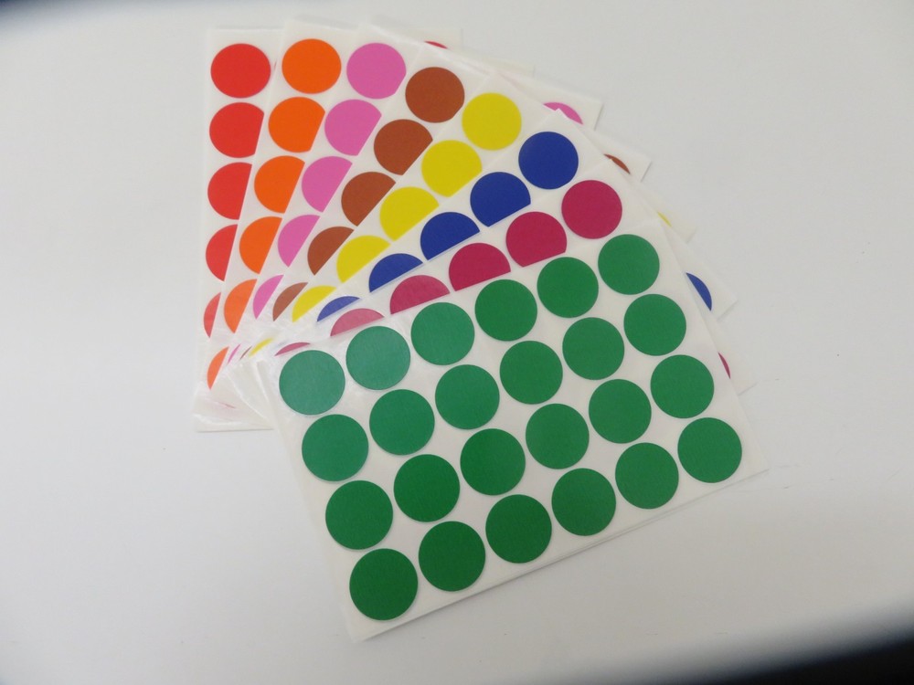Multicolor Color Coding Dot Sticker Sizes 8MM-50MM (1/4" - 2 ") 32 Sheets