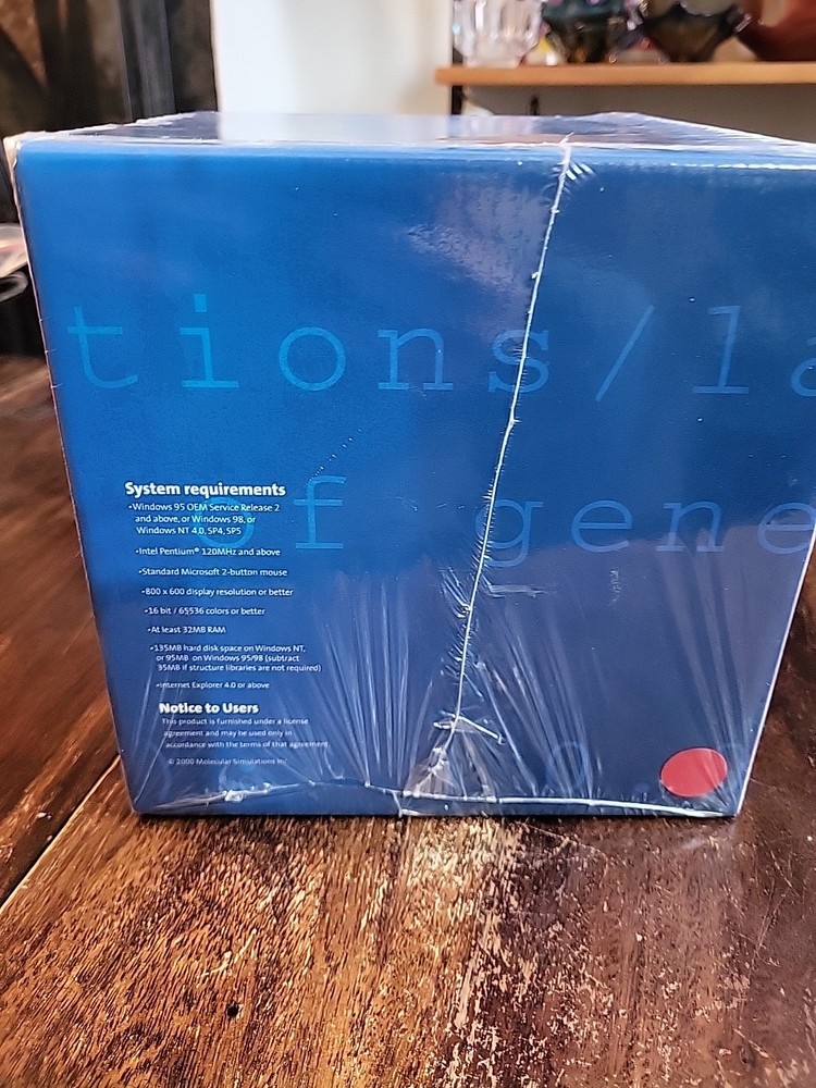 NOS Materials Studio: Molecular Simulations/Biovia 3D Modeling Software 95/98/NT
