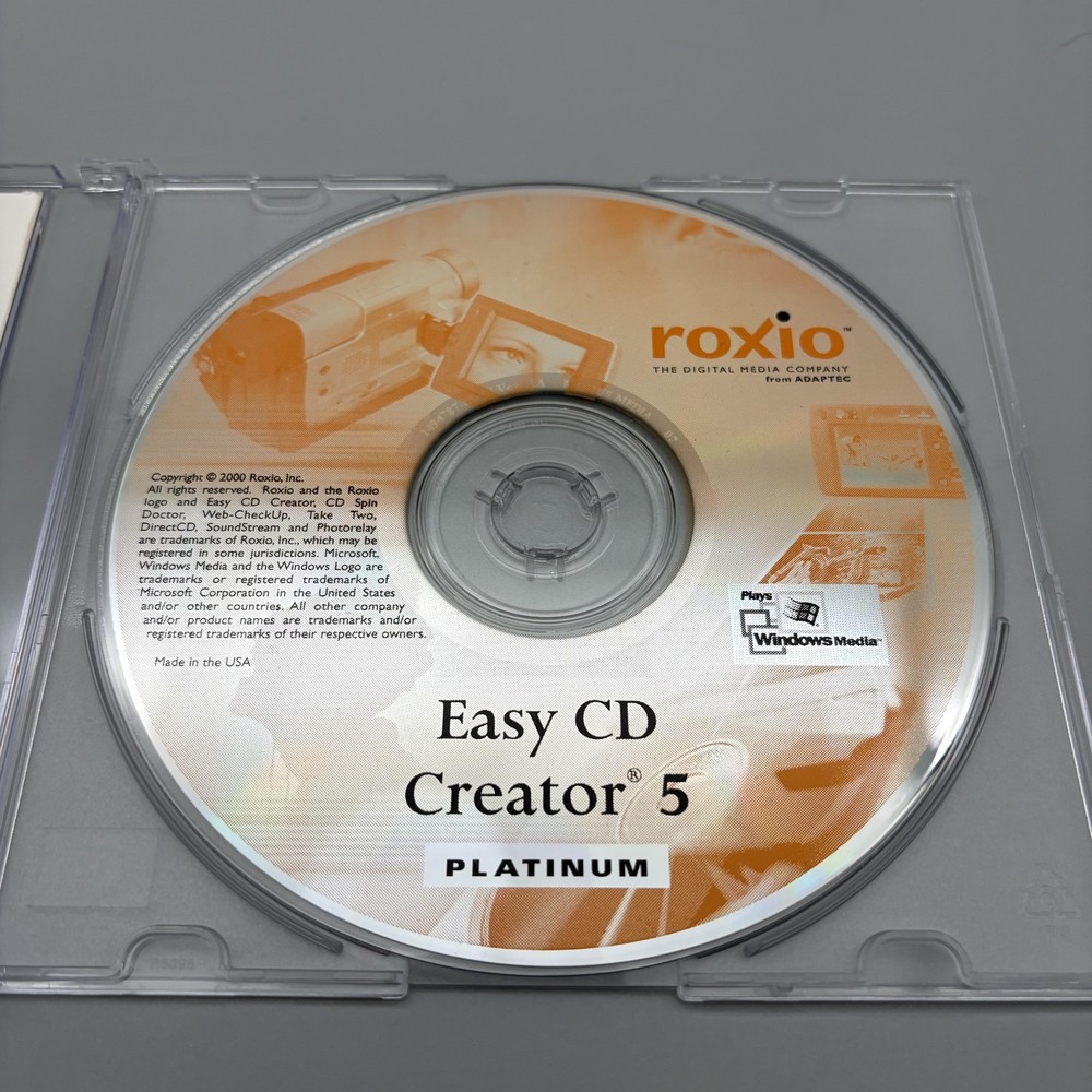 Vintage 2000 Roxio Easy CD Creator 5 Platinum Software CD-ROM Windows PC