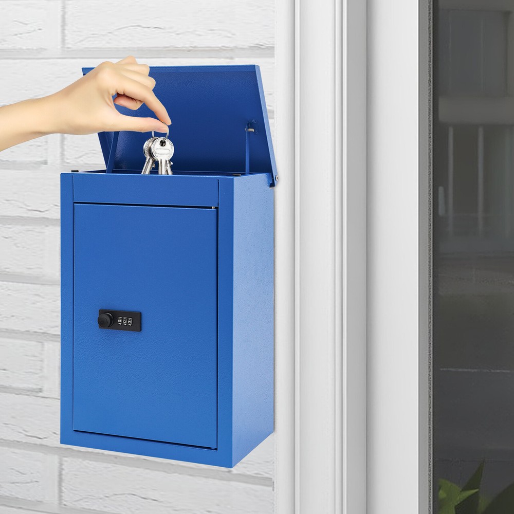 Modern Outdoor Waterproof Wall-mount Mailbox Blue Mailbox With Password Lock