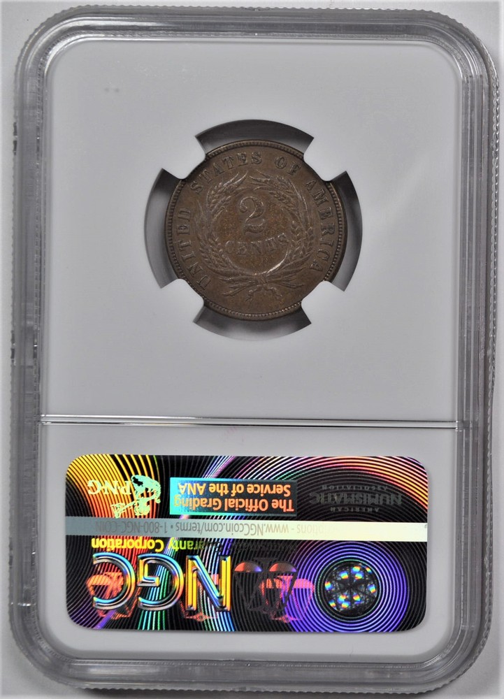 1872 2 CENT PIECE 2C NGC AU 55 BN