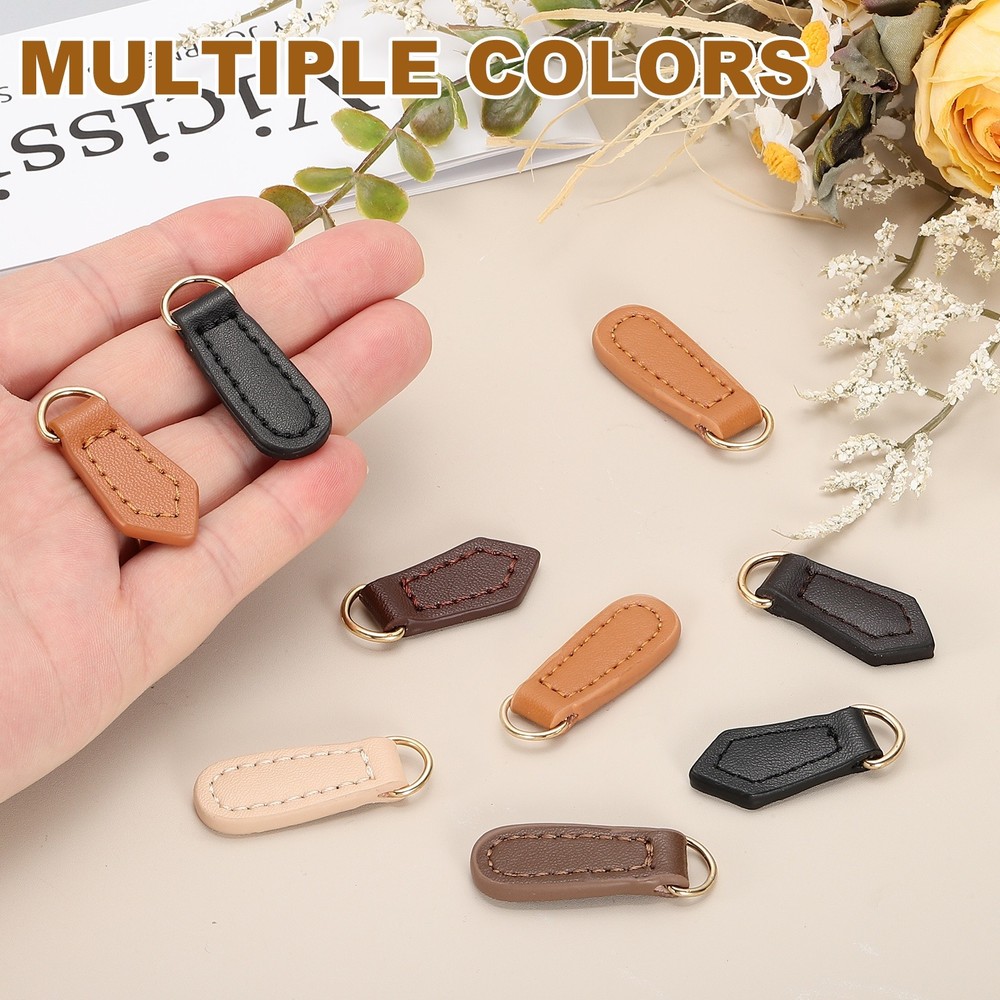 2Pcs Leather Zipper Pull, 1.61 Inch Cowhide Leather Zip Puller(Brown)