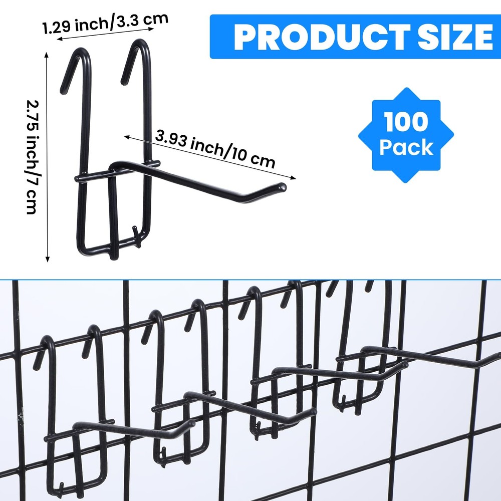 4 Inch Grid Wall Hooks, 100 Pcs Heavy Duty Gridwall Panel Hooks Store Garage ...