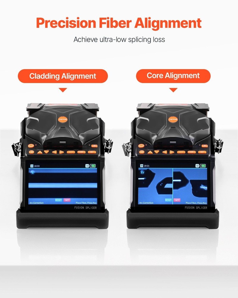 Fiber Splicer with Dual Axis Core Alignment 6 Motor 5 Inch LCD System