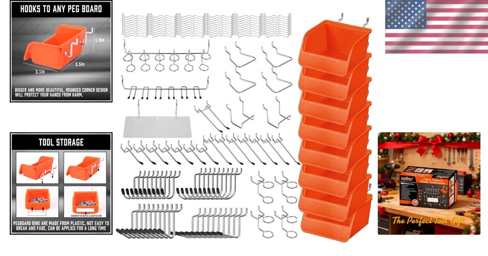 Heavy-Duty 150-Piece Pegboard Hook Set - Rust Resistant & Versatile Storage