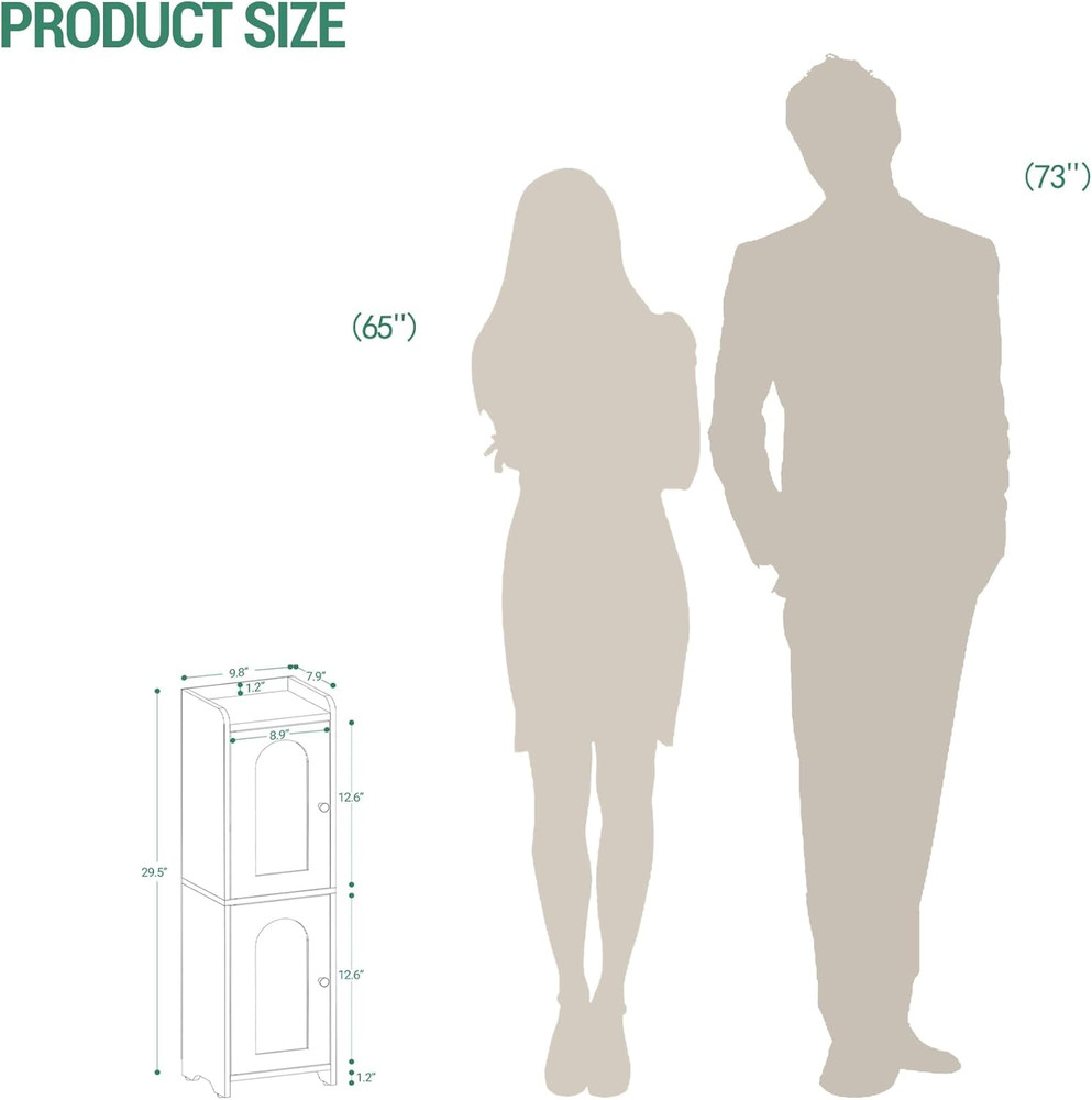 Bathroom Storage Cabinet, Small Corner Floor Cabinet with 2 Doors and Adjustable