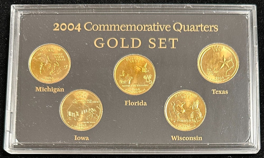 2003, 2004 Gold Commemorative Quarters Sets - Group of 3