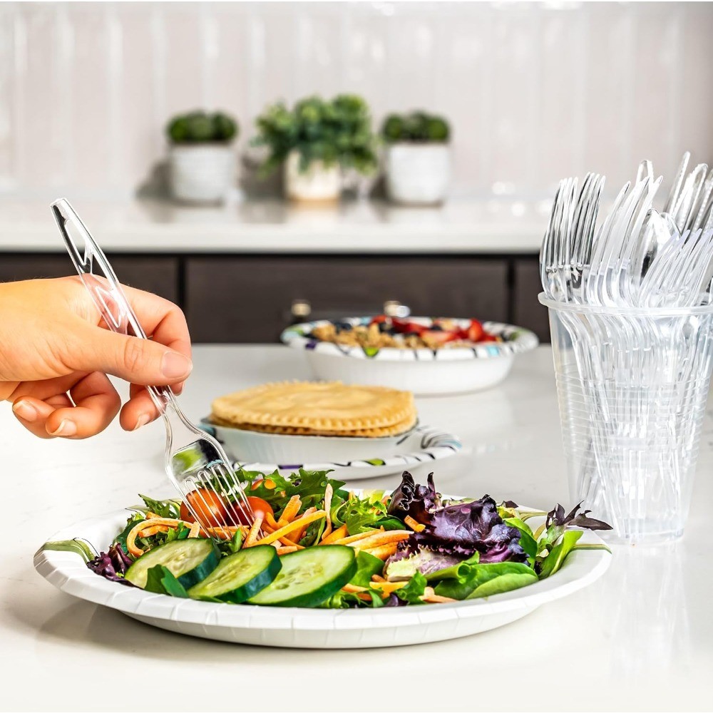 Disposable Clear Plastic Forks Premium Quality 100 Count Bulk Pack Large