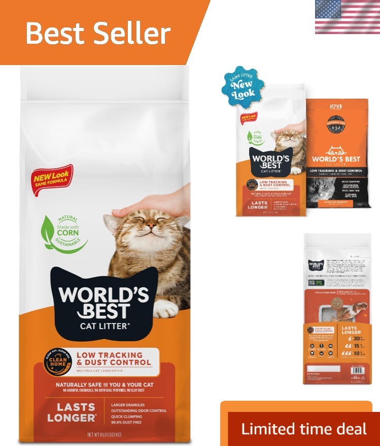 Flushable & Quick Clumping Unscented Cat Litter - 8 lb Natural Corn Formula