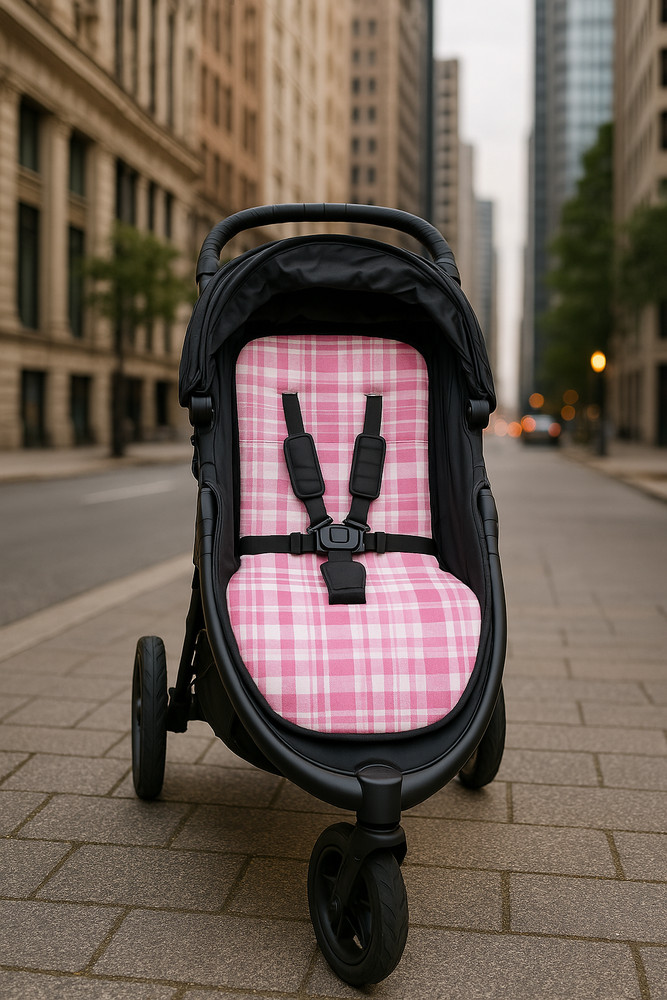 Pink Plaid Stroller Liner