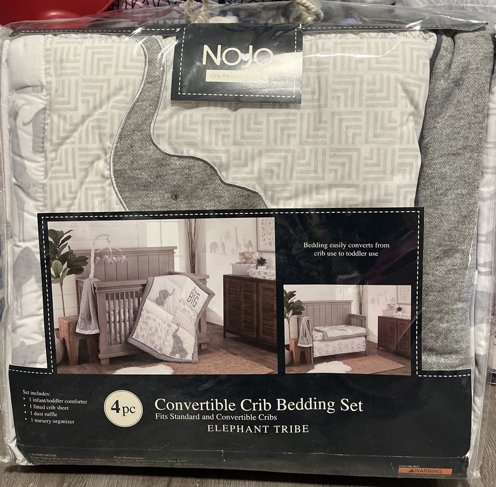 NoJo Elephant Tribe 4 Piece Nursery Crib Bedding Set NWT