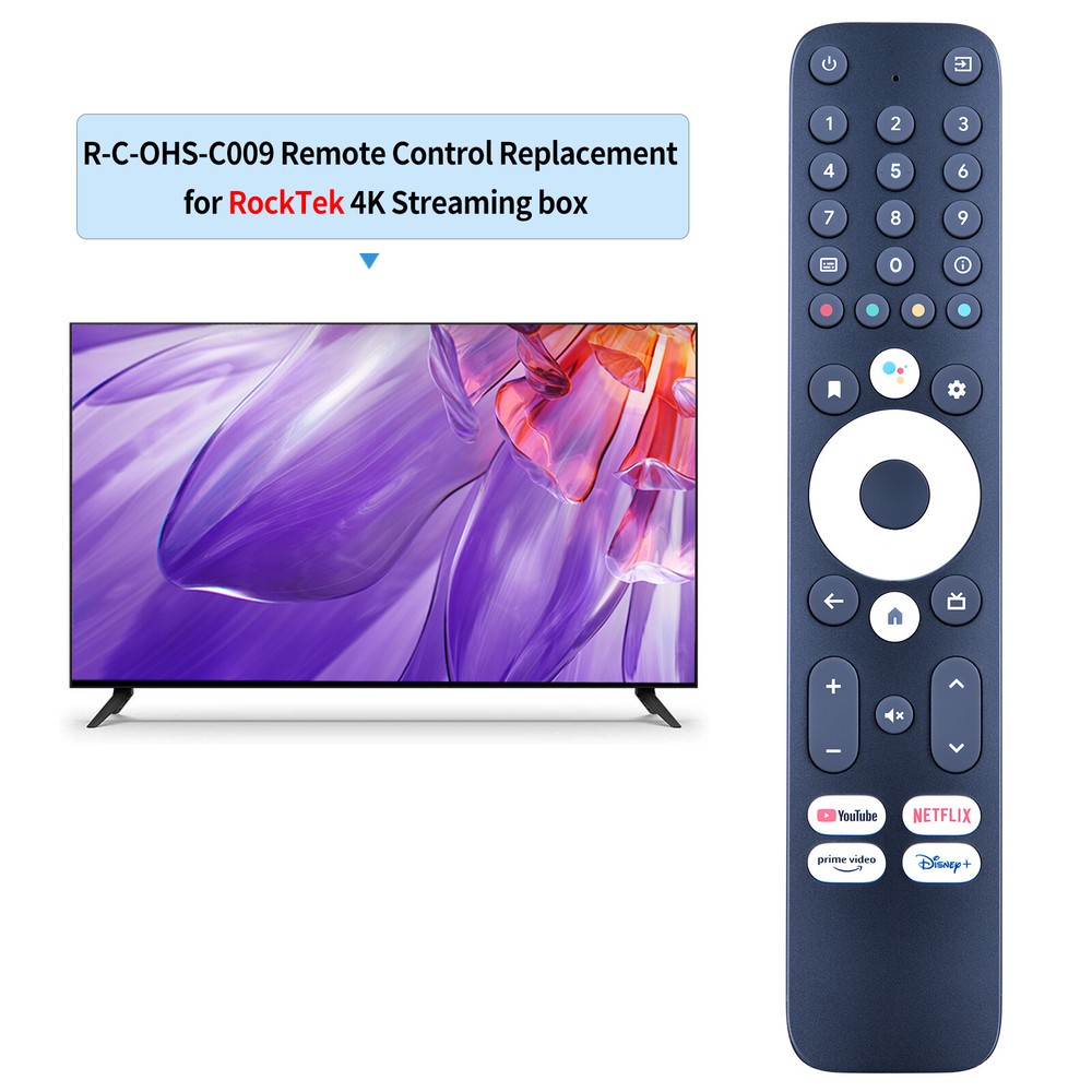 For RockTek G2 4K Android TV 11.0 Streaming Box Remote with Google Assistant