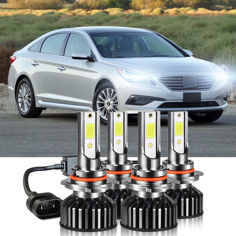 For Hyundai Sonata 2015-2019 4pc 6500K LED Headlight Hi Low Beam Bulbs Combo Kit