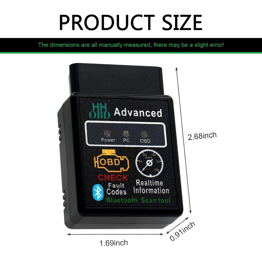 Car OBD2 Bluetooth Diagnostic Tool, Wireless Reset and Clear Fault Codes Devi...