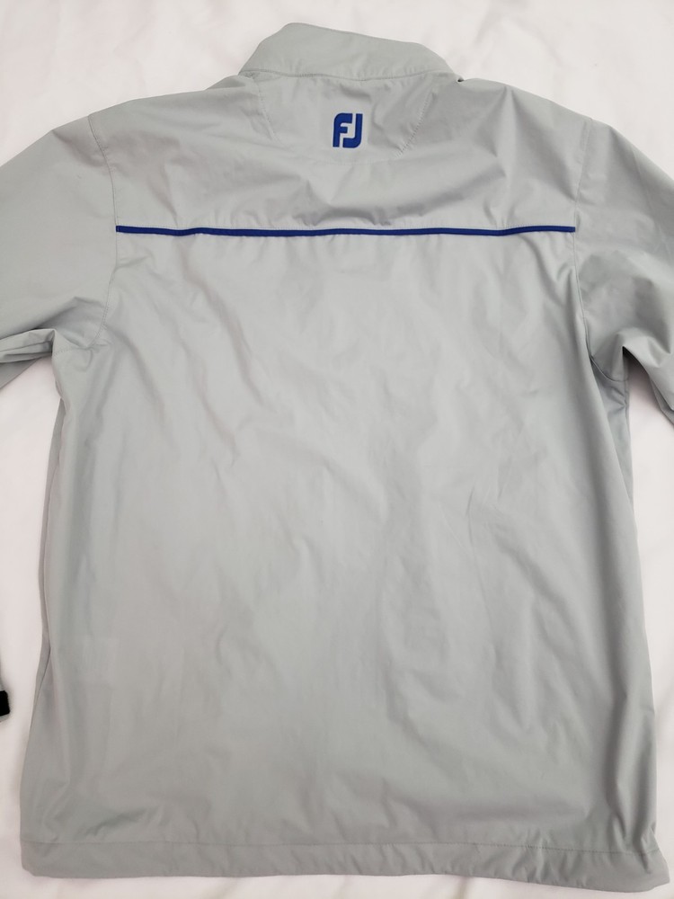 Footjoy Softshell Wind Full Zip Grey Blue Golf Jacket Pockets Mens Medium