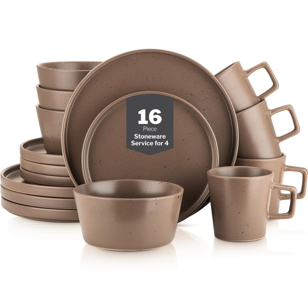 Stone Lain Celina 16-Piece Dinnerware Set Brown