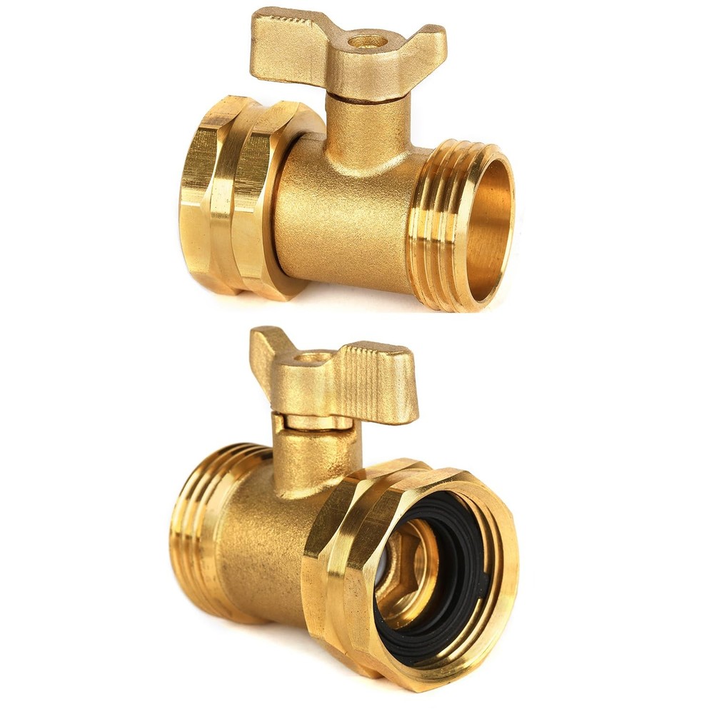 2 Pack Garden Hose Shut Off Valve - Extended Handle - 3/4" Heavy Duty Solid B...