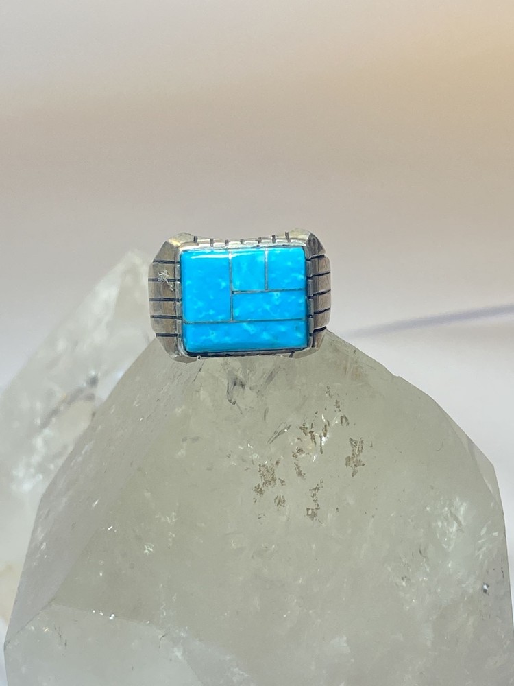 Blue ring size 8.75 sterling silver band southwest