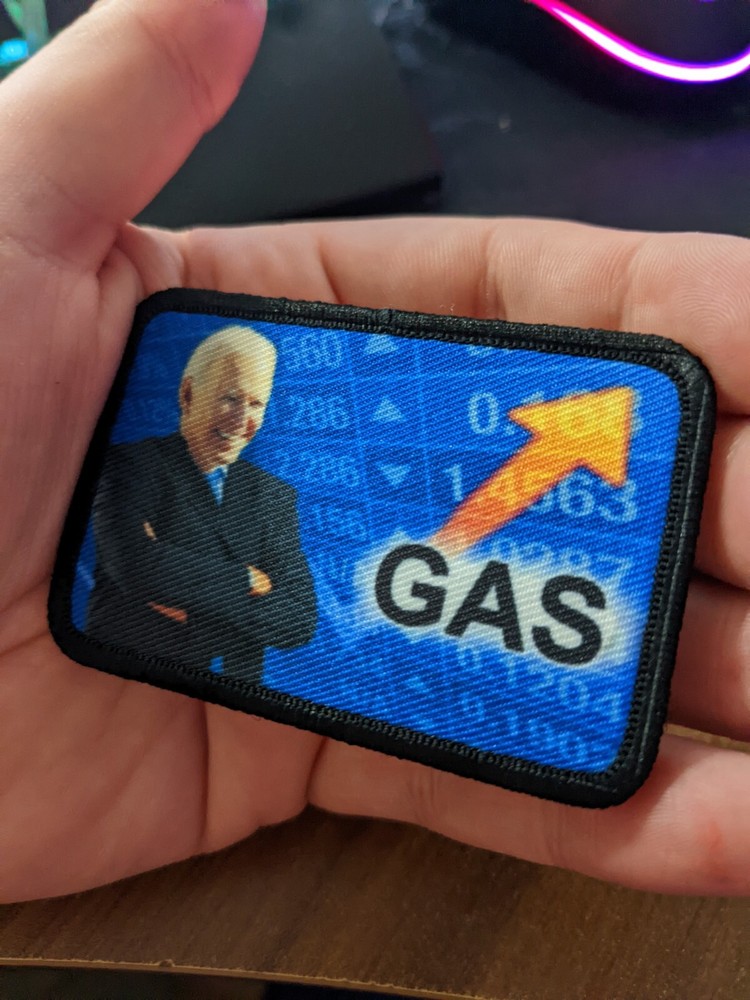 Morale Patch Biden gas prices stonks meme 2"x3" hook & loop tactical military