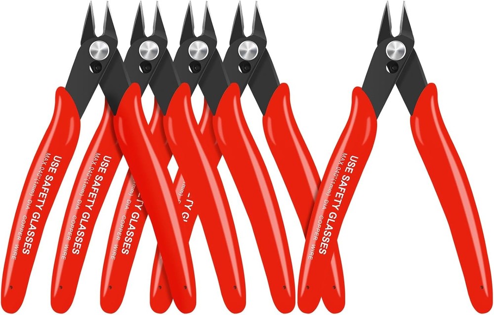 HongWay 5pcs Wire Cutters, Micro Flush Cutters with Spring, Cutting Red