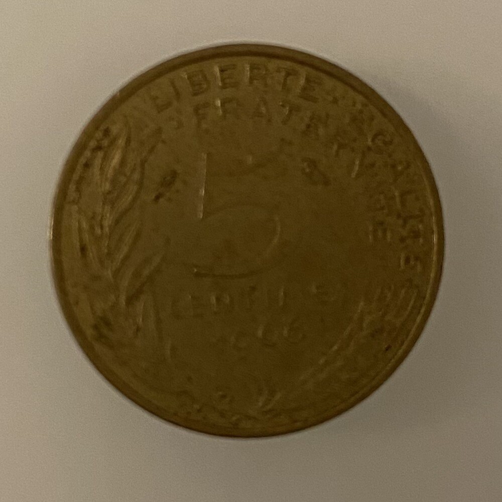 1966 -  France -  5 Centimes Coin.