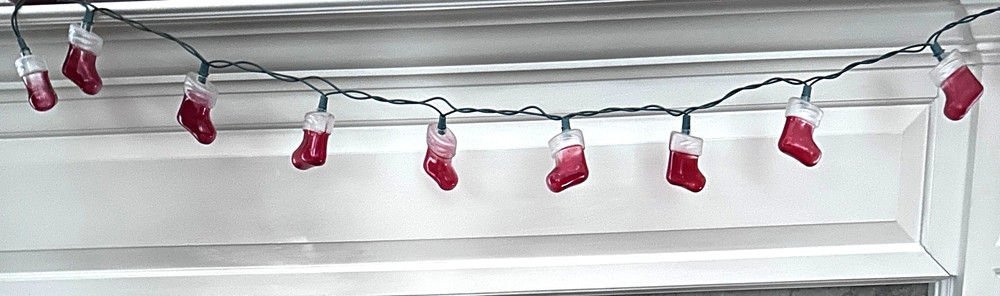 Christmas Stocking Light Bulb String Set Strand 10 Lights Holiday Decoration