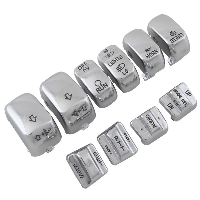 10pcs Chrome Hand Control Switch Button Covers For Harley Electra Glide FLHTCU