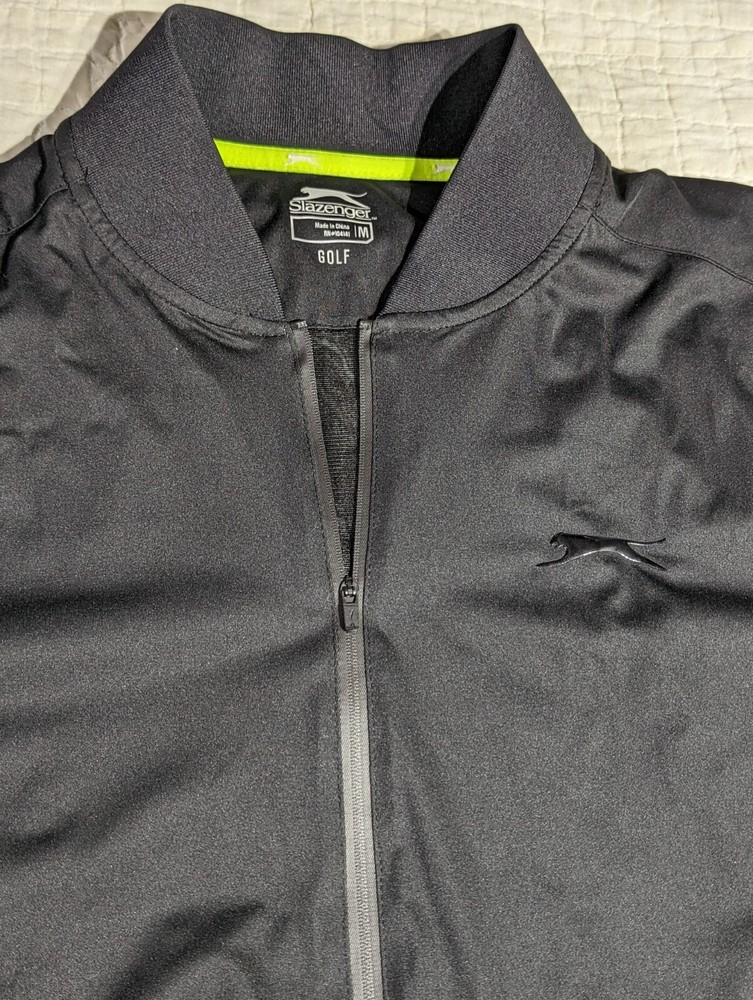 Slazenger Golf Pullover Mens Sz M Medium Vented Lightweight 1/2 Zip Jacket Black