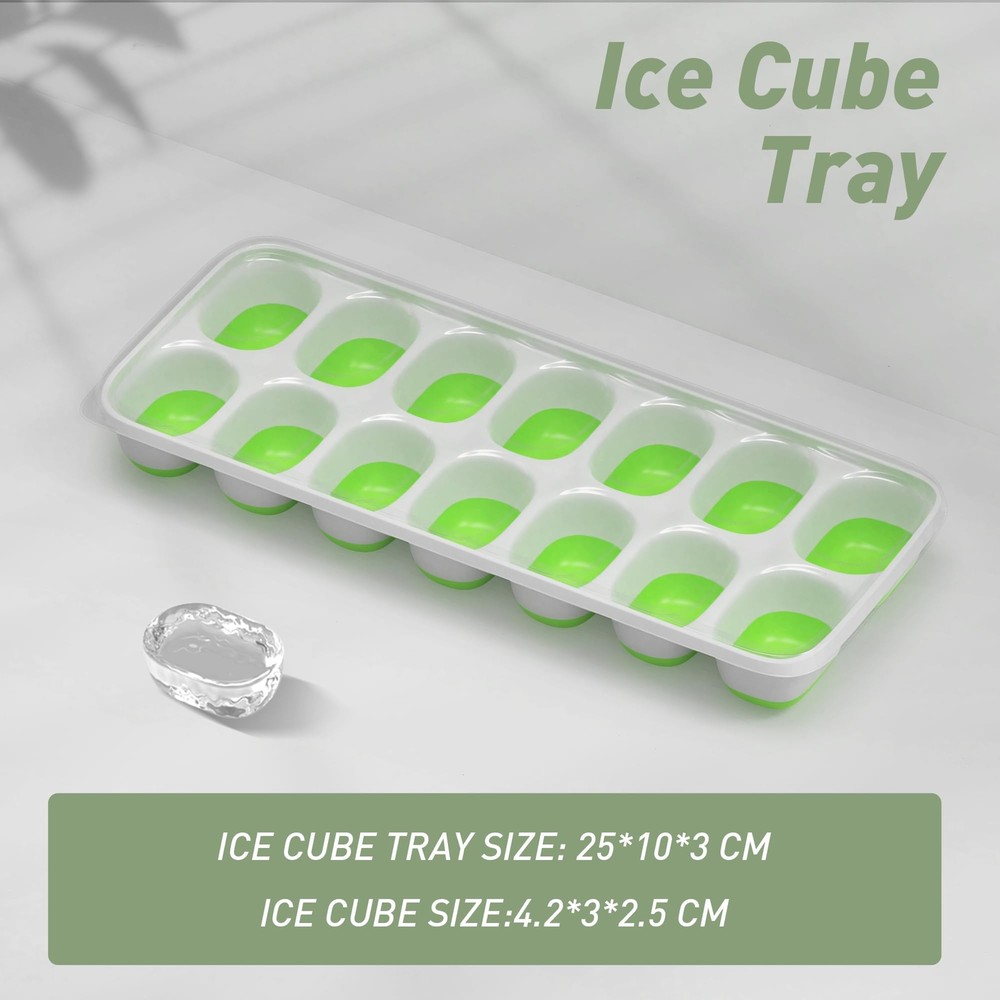 4-Pack Ice Cube Trays w/Lids – Easy-Release & Stackable for Freezer