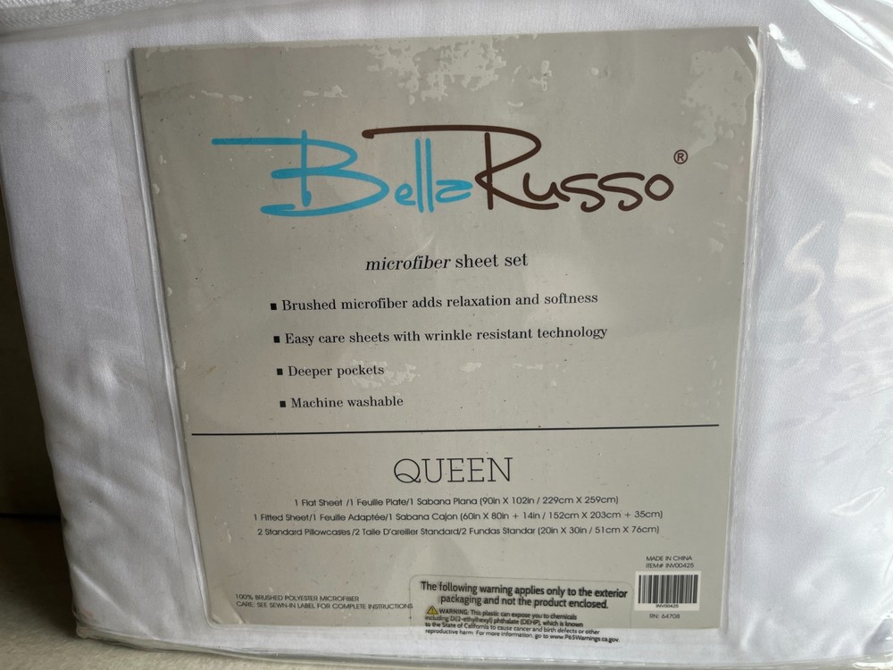 Bella Russo Brushed Microfiber Sheet Set Queen Size White