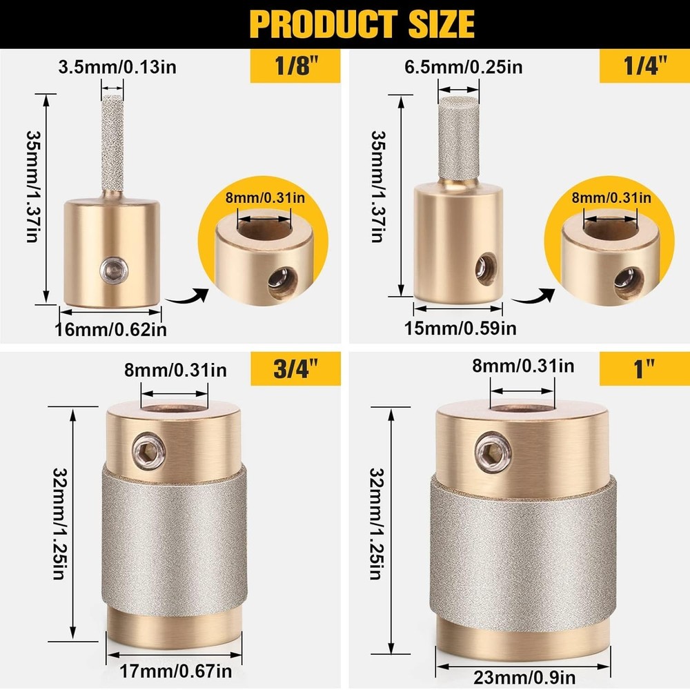 Durable Chrome-Plated Diamond Drill Bits Set - Perfect for DIY Glass Projects