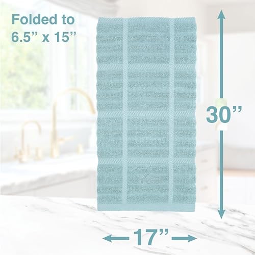 Solid Kitchen Towel: Highly Absorbent - 100% Cotton, Solid - 1 Pack Rainfall